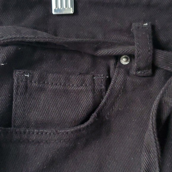 NWT PACSUN BLACK MOM JEAN DENIM SHORTS TIE BELT HIGH WAIST FRAYED BOTTOM SIZE 26 - Picture 2 of 9